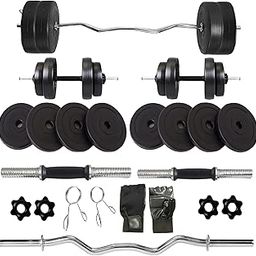 BULLAR Home Gym Combo, 8kg to 20kg 3ft Curl Rod, Pair Dumbbell Rods, Weight Plates, Gym Equipment Set with Gloves (16kg Set)-image-74