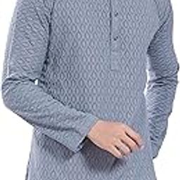Men's Thread Embroidered Cotton Blend Only Slim Fit Kurta-image-94