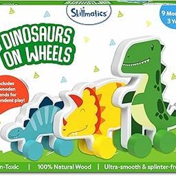 Skillmatics Wooden Dinosaur Toys on Wheels, Imaginative Play for Toddlers, Educational Gifts for Infants 9 Months to 3 Years-image-79