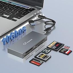 CFexpress Type B Card Reader, 6-in-1 USB 3.2 10Gbps CFexpress Card Reader Adapter for CFexpress Type B/SD/TF/MS/XD/CF Memory Card, CF Express Card Reader Read 6 Cards Simultaneously-3
