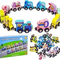 FunBlast Magnetic Wooden Train Set – Colorful Number Train with Vehicles Print Wooden Toy Cars, Early Learning Educational Toy Pre School Learning Game for Kids 3 Years & Above (Vehicles)-2