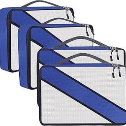 GBMI Packing Cubes For Travel Organizer Clothes Laundry Compression Suitcase Luggage Storage Travelling Pouches Bags Organiser, Polyester (ADVANCE SET OF 4 MEDIUM, Navy Blue)-18