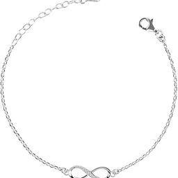 925 Sterling Silver Infinity Bracelet, Adjustable, Rhodium Plated, Swiss Zirconia Gift for Women and Girls-8