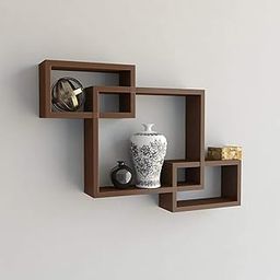 EMIWUD FURNITURE Wooden Wall Hanging Rack Shelf | Book Shelf | Plant Stand for Living Room Bedroom and Office Wall Decoration (Perfect Choice for Gifting) (Brown, Set of-1)-image-11
