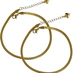 Traditional Brass Gold Plated Payal Anklet Set for Women and Girls Sleek Snake Chain Design Jewellery for Wedding and Festive-image-46