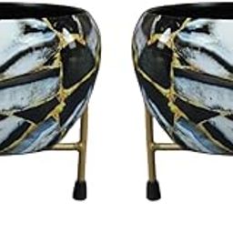 Tuxédo Black Marble Metal Planter (Pack of 2)- Ceramic Look Finish for Indoor Plants with Stand, Rust Free, Perfect for Office Desks, Living Room, Balcony, Shelf & Garden Decor.-0