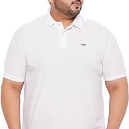 Men's Plus Size Cotton Blend Solid Polo Casual Tshirt BZRBigA-1001-WHITE-image-98