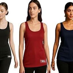 Classic Tank Top Camisole for Women, Sleeveless, Pack of 3 (in, Alpha, Free Size, Regular, Black-Maroon-Navy Blue)-image-39
