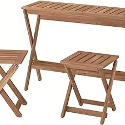 MARIAS KOMMERCE NÄMMARÖ Table and 2 stools, Outdoor, Light Brown Stained Foldable/Foldable, 108x37 cm (42 1/2x14 5/8 ")-image-37