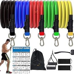 PAGHADI Exercise Band Resistance Tube Set with Foam Handles Door Anchor for Men & Women Stack-able Workout Toning Tube Kit for Abs, Muscle Training, Physical Therapy, Body Toning and Home Gym Workout-picture-32