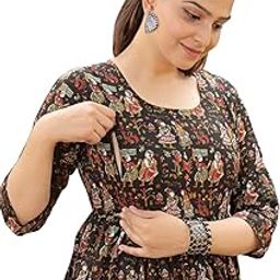 Women's Maternity Feeding Anarkali Kurti (Pre & Post Pregnancy Dress)-image-57