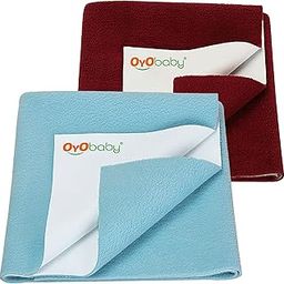 OYO BABY Extra Absorbent Waterproof Baby Dry Sheet Small Size (70x50cm) – Pack of 2 – Quick Dry Sheet for Bed Protector, Soft & Breathable Sea Blue + Maroon-picture-31