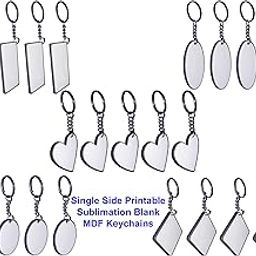 Sublimation Blank Keychain Pack of Assorted |Single Side MDF Printable with Sublimation Ink Only-35