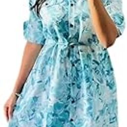 Womens' Cotton Blend Abstract Printed Kneelength Dress Red-image-8