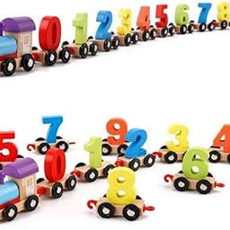 FunBlast Wooden Digital Colourful Number Train - Educational Toys for 2 Year Old, Vehicle Pattern 0 to 9 Number Learning, Learning Toys for Kids - (Multicolor)-0