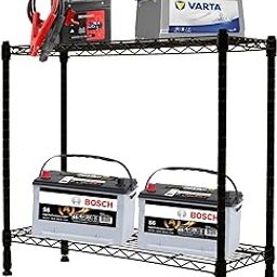 STORACK 2 Shelf Height Adjustavle Movable Foldable Boltless Inverter Battery Stand for Home Office Garage and Multipurpose Use Heavy Duty Stand 24x10x24 Inch Black Coating Finishing-image-30