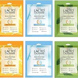 Lacto Calamine Face Sheet Masks | 180g (Pack of 6) Combo Pack | Face Sheet Masks with Vitamin C Serum, Hyaluronic Acid Serum & Green Tea Full Face Masks | Brightening, Hydrating, & Clarifying-12