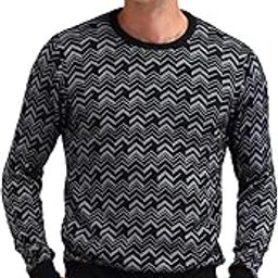 Mens Black Printed Crew Neck Long SleeveCasual CottonRegular Fit Sweater-image-62
