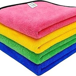 SOFTSPUN Microfiber Cloth for Car Coral 800 GSM 40X40cms 4 Pcs Multicolour! Extra Thick Microfiber Cleaning Cloths Perfect for Bike, Auto, Cars Both Interior and Exterior.-7