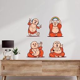 Vcreate Decor Religious Laughing Buddha Wall Sticker & Decal,Size- 58 Cm X 53 Cm-image-54