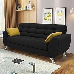 BRAXTON Meadown 3 Seater Sofa Set for Living Room (Black) Premium Fabric Sofa-image-75