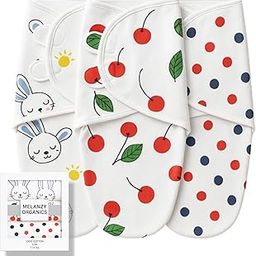 3 Pack - 100% Organic Cotton Wearable Baby Swaddles, Swaddles for Newborn Baby, Soft & Breathable,0-6 Months, Velcro Closure, Swaddling Baby Blankets-32