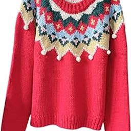The Style SutraChristmas Sweater Tops Crew Neck Long Sleeve Party Jumper Tops Women Sweater Red|Clothing Shoes & Accessories | Mens Clothing | Sweaters-image-10