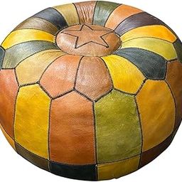 Vibrant Multicolour Leather Pouf-image-31