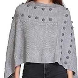 Hand Crafted Bobble Poncho Grey-image-23