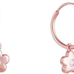 925 Silver Rose Gold Floral Hoop Earrings| Drops to Gift Women & Girls | With Certificate of Authenticity and 925 Stamp | 6 Months Warranty-image-13