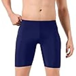 LYCOT Men's Spandex Plain Athletic Fit Multi Sports Compression Half Tights, Fitness & Other Outdoor Inner Wear (Navy Blue, X-Large)-11