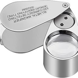 40X Full Metal Illuminated Jewelry Loop Magnifier,XYK Pocket Folding Magnifying Glass Jewelers Eye Loupe with LED and UV Light(LED Currency Detecting/Jewlers Identifying Type Lupe)-image-20