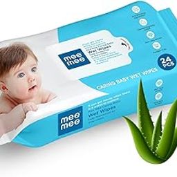 Mee Mee Soft Gentle Baby Wet Wipes (24 Wipes) Pack of 1 | Infused with Aloe Vera and Vitamin E | Paraben & Sulfate Free | Cleansing Wipes | Wipes for Babies-0