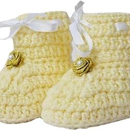 6-12 Months Classic Crochet Baby Booties - Cream-image-40