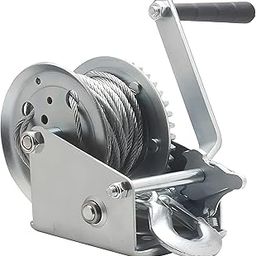 RHKSD 800 lb Hand Winch Steel Cable Boat Trailer Winch with Hook Towing Hand Crank Winch for Towing Car Tow Cable with Hand Gear Winch (Multicolor)-image-11