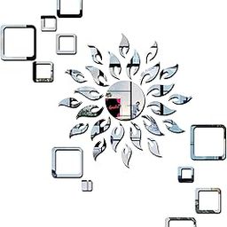 Bikri Kendra - ARTBK132, Sun Silver Square Silver 2 Set Decorative Mirror Stickers for Wall, Wall Mirror Stickers, 3D Acrylic Stickers Wall Stickers for Hall Room, Bed Room, Kitchen Living Room Kids Room.-image-75