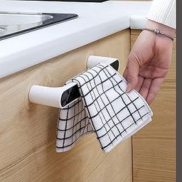 Greeya Self Adhesive Bathroom Towel Rail | Wash Basin and Bathroom Wall Shelf Rack Towel Organizer |Hanging Towel Stick Hanger Home and Kitchen | NO Drilling | Pack of 1pcs, Plastic-image-72