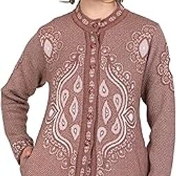 Lady Willington Women Woolen Round Neck Cardigan Heavy Hair Fabric Cardigan Winter Wear Pure Wool Cardigan for Women Free Size Long Cotty Fully Warm Cardigan Free Sizes-image-90