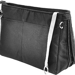 Vercord Expandable Nylon Handbag Purse Organizer Insert Liner Shaper Bag In Bag Black XLarge-4