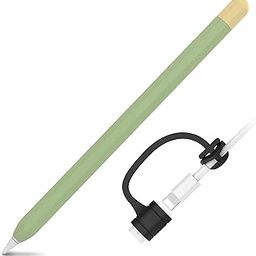 AHASTYLE Duotone Case Cover Silicone Sleeve Skin Added Cable Adapter Tether Kit Compatible for Apple Pencil 1st Generation Tablets (Avocado Green)-picture-12