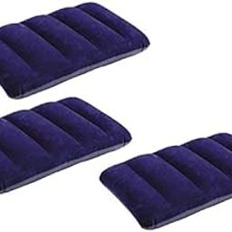 CHANCY Velvet Travel Air Inflammable Soft Comfort Ultralight, Portable Neck Pillow (43 cm X 28 cm X 9 cm , Navy Blue)- 3 Pcs-35