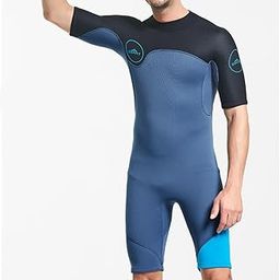 CALANDIS Mens 2mm Shorty Wetsuit Diving Snorkeling Swimming Scuba Dive Suit Jumpsuit Blue and Black L-image-27