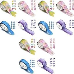 HASTHIP® 4 Roll Creative Flower Petal Washi Tape Masking Decorative Decals DIY Stickers for Scrapbooking Diary Bullet Journal Planner 200 Petals/Roll Purple 18.7 x 10.7 x 3.8 cm 3PCS-image-44