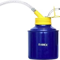 Ramex Oil Can, Oil Can For Vehicles, Multipurpose Metal Oil Can Pump Oiler Large Flexible Spout, For All Lubrication Need Of Car, Bikes, Machines And Industrial Use -1/2 Pint Capacity. Blue & Yellow Oil Can 237ml, Oil Dispenser-12