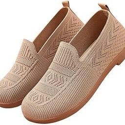 Women's Spring Breathable Mesh Cloth Shoes – Lightweight Slip-On Hollow Flat Shoes| 40 | Coffee Color-image-27