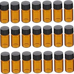 SOESFOUFU 100pcs Refillable Small Glass Sample Bottles Essential Oil Containers Reagent Vials for Travel Home Use and Aromatherapy Blends Brown-image-20