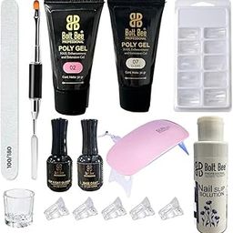 Bolt bee Nail Extention Polygel Kit WITH UV LAMP- TWO POLYGEL TUBES 30 ML- SLIP SOLUTION-DAPIN DISH. 5 POLYCLIP TOP COAT BASE COAT. 100 POLYGEL MOULDS BUFFER POLYGEL TOOL WITH SPATULA-picture-40