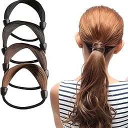 Glamifirsto 4 PCS Hair Ties Wig Braided Hair Elastic Rope Ponytail Holders for Women Girls Teens Hair Accessories (Black dark brown)-image-68