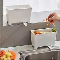 MosQuick® Kitchen Sink Waste Collector for leftover food its a small dustbin for kitchen sink must have kitchen sink accessories items perfect kitchen sink drain basket & kitchen sink strainer White-20