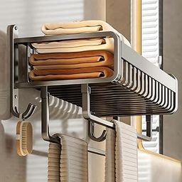 Bathroom Accessories Set - 24 Inch MIORAH Towel Rod Towel Rack Clothes Hanger and Towel Holder - Rust-Resistant Bathroom Fittings for Home Black Pack of 1-0